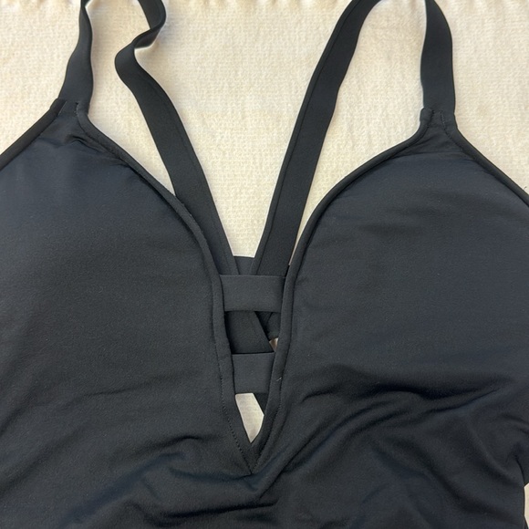 Seafolly Women's Active Deep V Plunge Maillot One Piece Swimsuit size 12 black - Picture 2 of 5